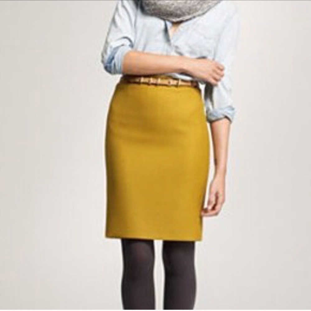 Mustard Yellow J.Crew Pencil Skirt